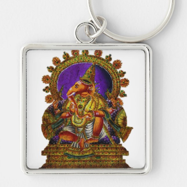 Ganesha Deva antique | make your own background Keychain (Front)