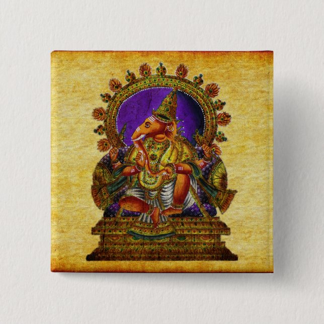 Ganesha Deva antique Pinback Button (Front)