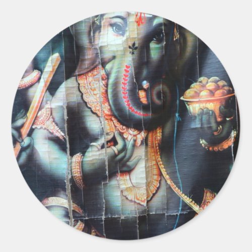 Ganesha elephant Hindu Success God Classic Round Sticker