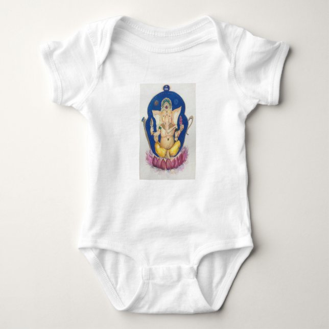Ganesha Elephant Maureen Girard Teapot Zen Baby Bodysuit (Front)