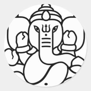 Ganesha Elephant No. 3 (black white) Classic Round Sticker