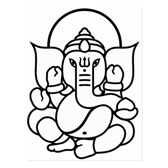 Ganesha Elephant No. 3 (black white) Post Card