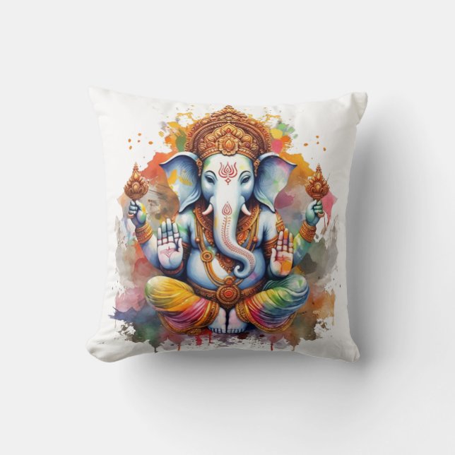 Ganesha, ganesh, ganapati remover of obstacles #5 throw pillow (Front)