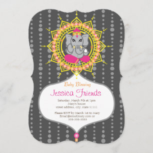 Ganesha girl Baby shower 5" x 7" invitation card