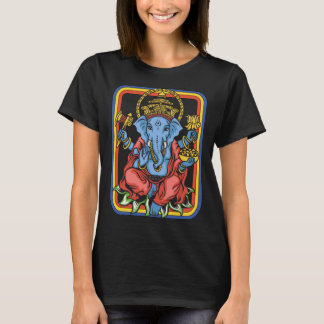 Ganesha God Retro  Yoga  Spiritual  Meditation  Vi T-Shirt