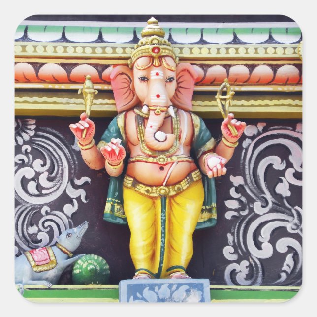 Ganesha God Statue Square Sticker (Front)
