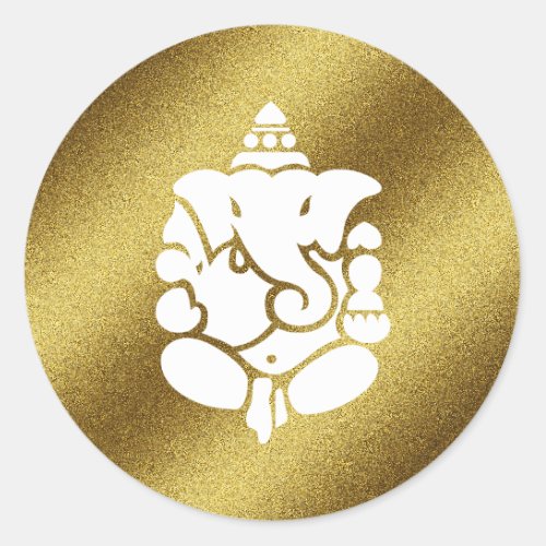 Ganesha Golden Glitter Classic Round Sticker