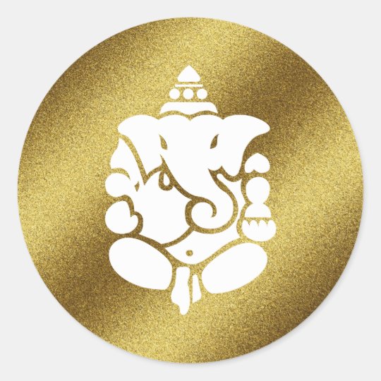 Ganesha Golden Glitter Classic Round Sticker