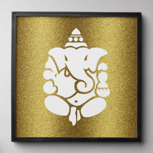 Ganesha Golden Glitter Design Peel And Stick Photo Tile