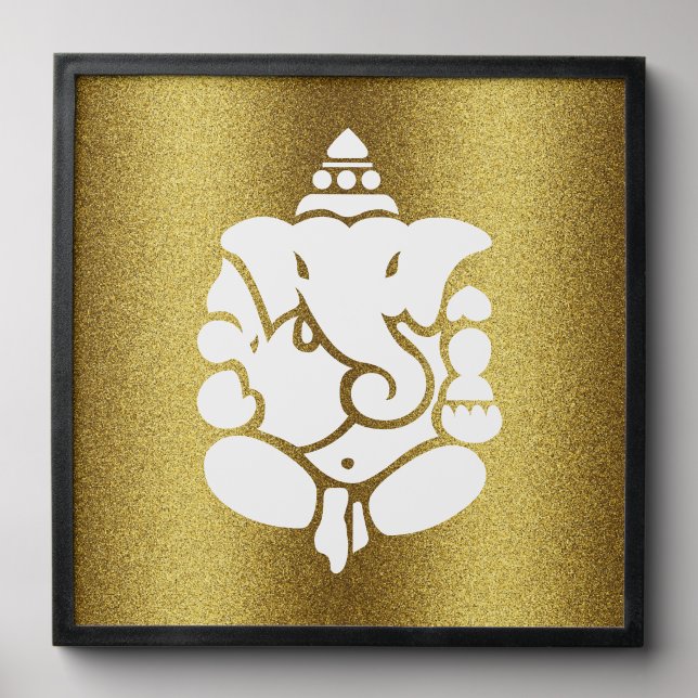Ganesha Golden Glitter Design Peel And Stick Photo Tile (Front Set)