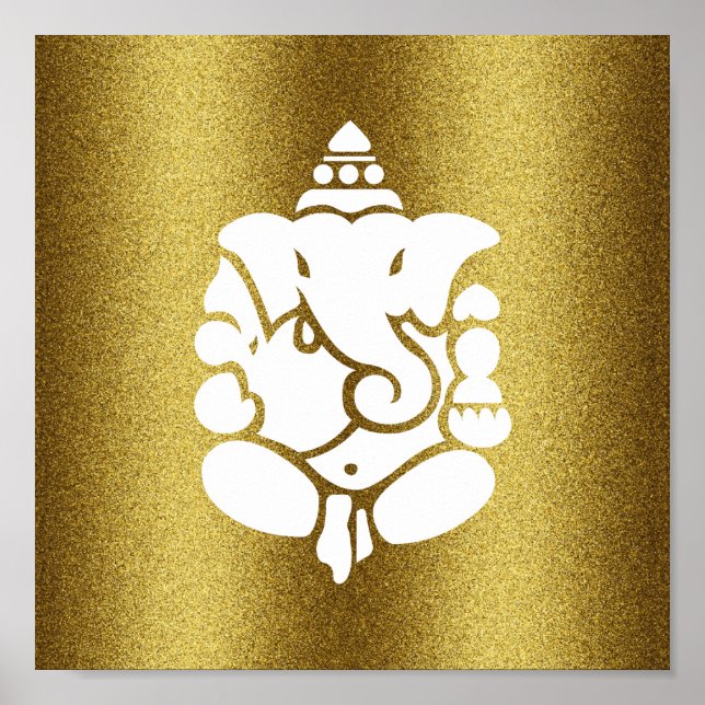 Ganesha Golden Glitter Design Poster (Front)