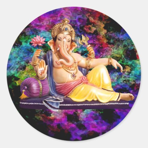 Ganesha Greeting Cards Stickers Postcards Classic Round Sticker