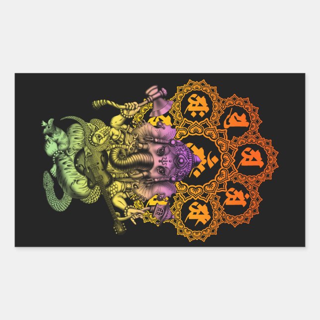 Ganesha Guitar 01 Rectangular Sticker (Front)