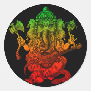 Ganesha Guitar Classic Round Sticker