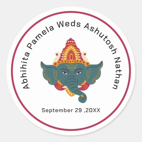  Ganesha Hindu Wedding Classic Round Sticker