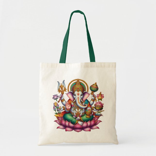 Ganesha Image Symbol of Prosperity and Wisdom Tote Bag (Front)
