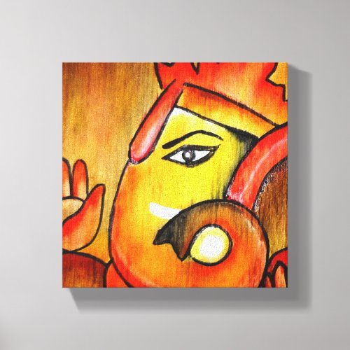 Ganesha in acrylic in warm color scheme canvas print