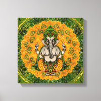 Ganesha in Marigold flowers and gold decoration