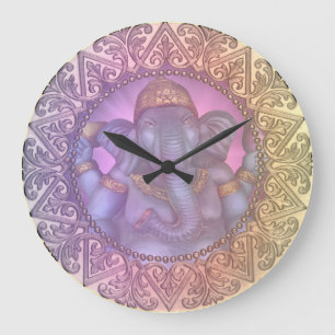 Ganesha in Shades of Pastel Large Clock
