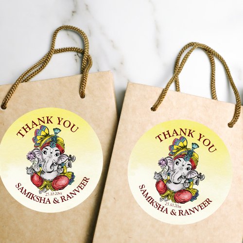 Ganesha Indian wedding favor thank you Classic Round Sticker