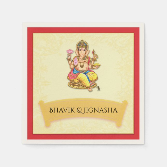 Ganesha Indian Wedding Napkin (Front)