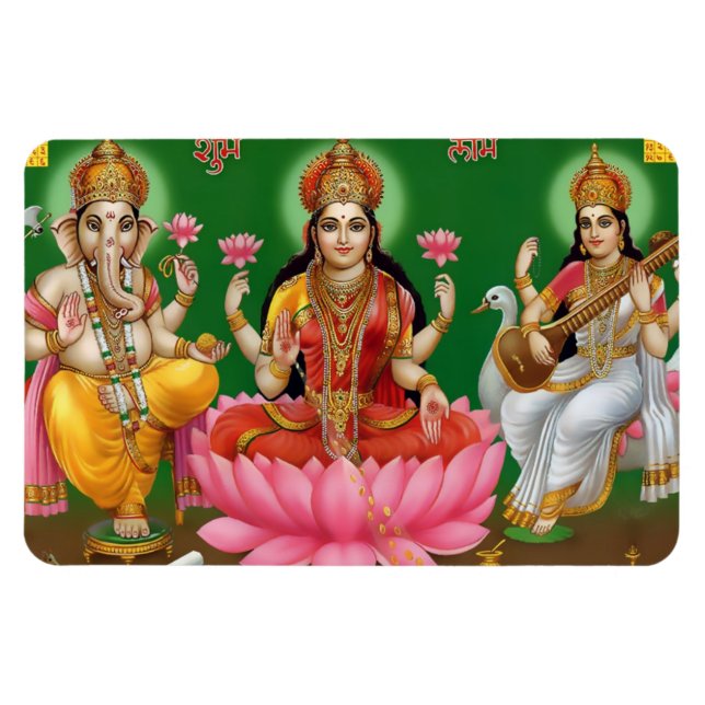 Ganesha, Lakshmi, & Saraswati Magnet (Horizontal)