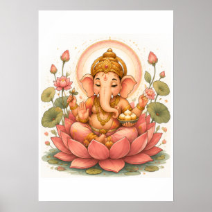 Ganesha Lotus Ganesh Chaturthi Festival Poster