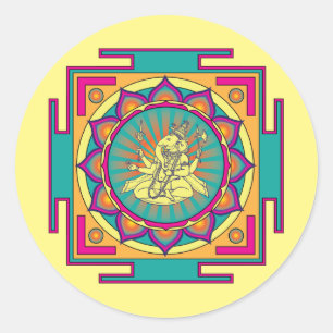 Ganesha Mandala Classic Round Sticker