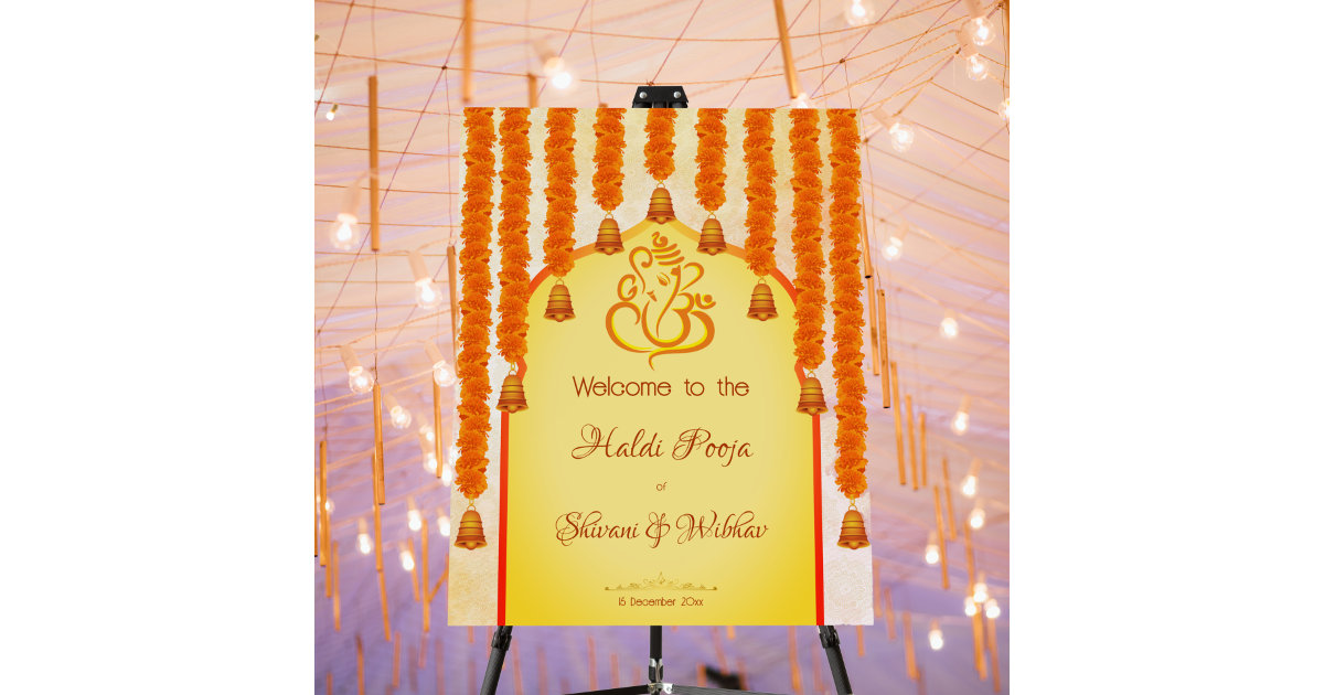 Ganesha marigold garlands Haldi Ganesh pooja Foam Board Zazzle