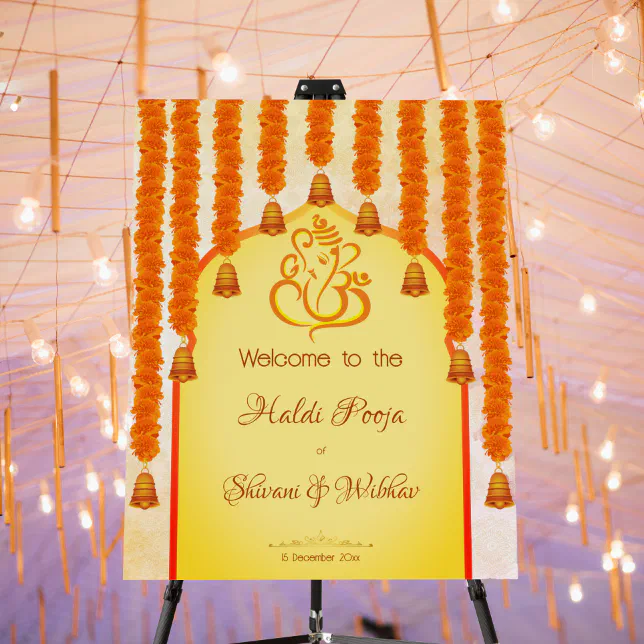 Ganesha marigold garlands Haldi Ganesh pooja Foam Board Zazzle