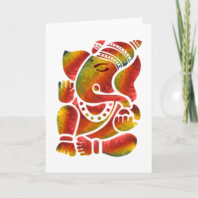 Ganesha Multicolor Painting Card (Front)