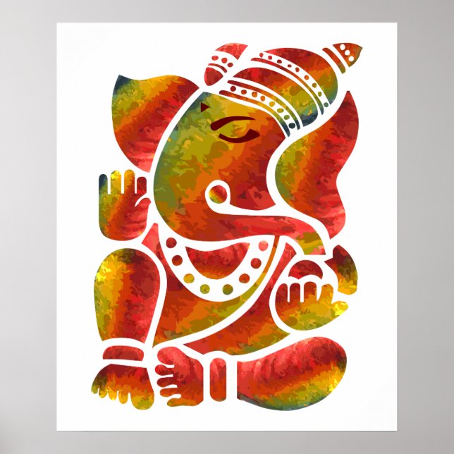 Ganesha Multicolor Painting Poster (Front)
