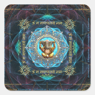 Ganesha- Om Gam Ganapataye Namah Square Sticker