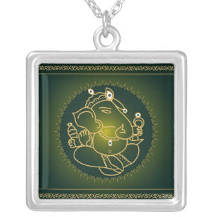 Ganesha on green - Necklace
