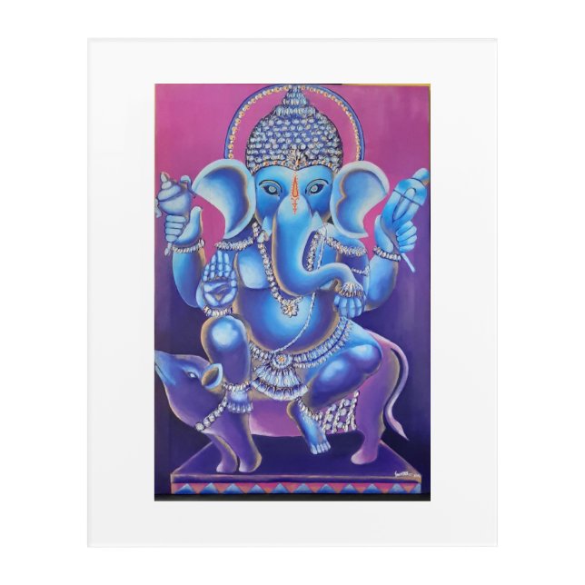 Ganesha Original Handmade Acrylic Painting  Print (Front)