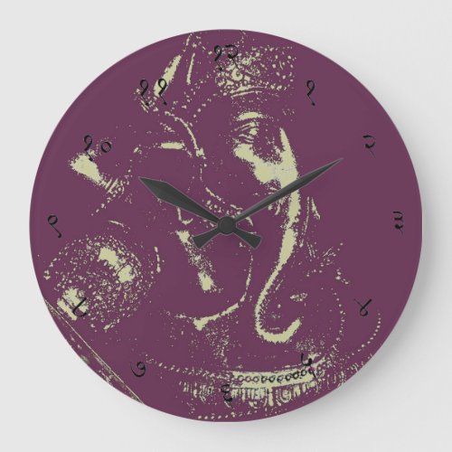 Ganesha Purple Sanskrit Wall Clock