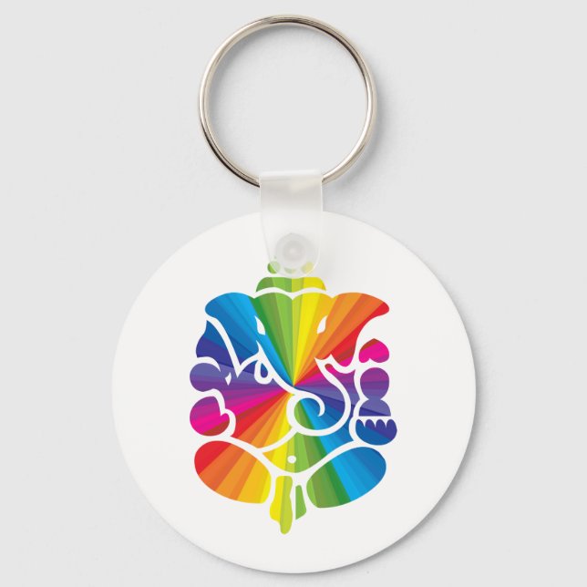 Ganesha Rainbow Design Keychain (Front)