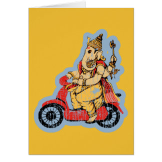 Ganesha Riding a Scooter Cards