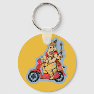 Ganesha Riding a Scooter Keychain