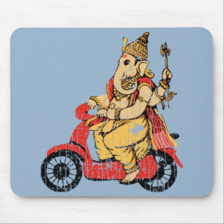 Ganesha Riding a Scooter Mouse Pad