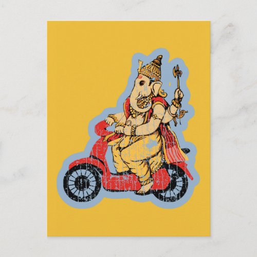 Ganesha Riding a Scooter Postcard