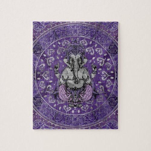 Ganesha _ silver and purples jigsaw puzzle