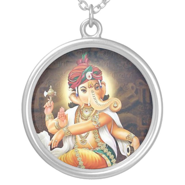 ganesha silver plated necklace (Front)