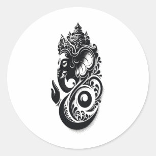 Ganesha, Spiritual Hindu Ganesh Indian Yoga God, M Classic Round Sticker