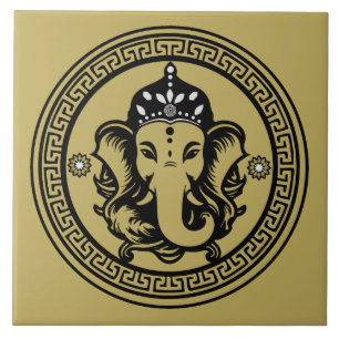 Ganesha Themed Hindu Art Print Ceramic Tile