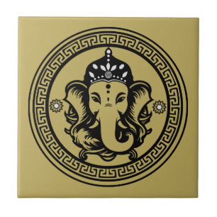 Ganesha Themed Hindu Art Print Ceramic Tile