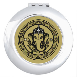 Ganesha Themed Hindu Art Print Compact Mirror