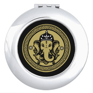 Ganesha Themed Hindu Art Print Compact Mirror