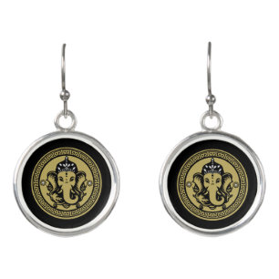 Ganesha Themed Hindu Art Print Earrings