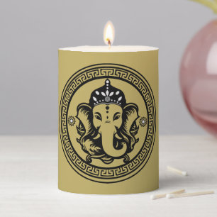 Ganesha Themed Hindu Art Print Pillar Candle